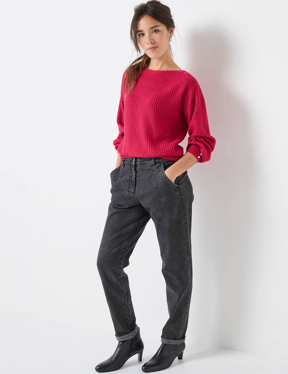 Trui met boothals, patenttricot met zachte touch (framboos) Trui met boothals, patenttricot met zachte touch (framboos)